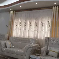 پرده سفید نوی نو با میل پرده و زیر پرده