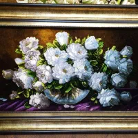 تابلو فرش گل رز سفید