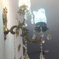 یک جفت دیوارکوب دو شعله برنز