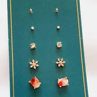 گوشواره میخی پک‌ دار ۵ جفتی چند رنگ