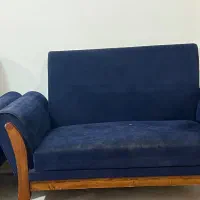 مبلمان هفت نفره سورمه ای کاملا سالم