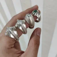 ۳ عدد انگشتر موزانایت سفید تاپ گرید