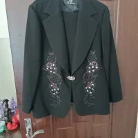 کت و دامن کرپ با تاپ ساتن
