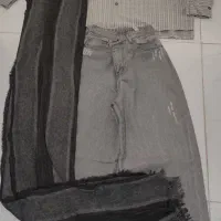 مانتوشومیز شلوار لی زنانه بگ یا نیم بگ شال وارداتی