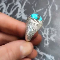 انگشتر نقره۹۲۵مردانه فیروزه نیشابور اصل وزن ۲۰ گرم