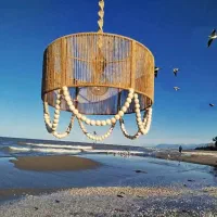 لوستر مدرن مهره چوبی