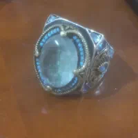 انگشتر نقره و طلا یاقوت آبی شناسنامه دار