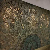 پتینه کاری میکروسمنت دکوراسیون داخلی صخره ورق طلا