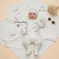 ست بیمارستانی نوزادی سیسمونی گلدوزی سرهمی و کلاه|کفش و لباس بچه|تهران, گمرک|دیوار