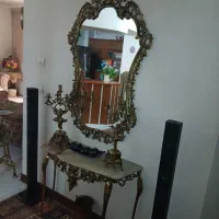 آیینه شمعدان برنز اصل|بوفه، ویترین، کنسول|اصفهان, برازنده|دیوار