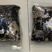 کوسن پولکی مشکی-نقره ای یک جفت