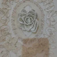 پرده کتان با کناره های گیپور و مروارید دوزی شده|پرده، رانر، رومیزی|اندیشه, اندیشه فاز ۵|دیوار