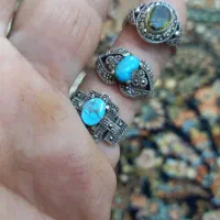 انگشتر زنانه فیروزه نیشابور و زبرجد|جواهرات|اهواز, فتح|دیوار