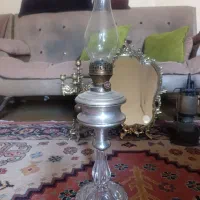 چراغ ..فانوس .لاله عباسی و اینه شمعدان برنج قدیمی