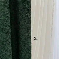 دوعدد پنل پرده سبز یشمی مغزی دوزی،نونو،،|پرده، رانر، رومیزی|رباط‌کریم, رباط‌کریم|دیوار