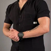 پیراهن کنفMتا3Xمشکی سفیدمردانه تیشرت باکسی پنبه ای