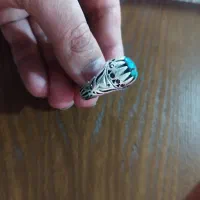 انگشتر نقره کار ظریف استاد شاکری نگین فیروزه چاهی|جواهرات|گرگان, |دیوار