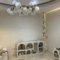 لوستر و کنار آویز مولکولی سفید طلایی(ست)