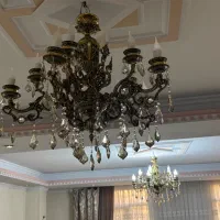 لوستر برنزی گرم بالا آنتیک اصلی دو عدد|لوستر و چراغ آویز|تهران, ستارخان|دیوار