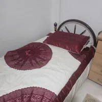 تخت یک نفره فلزی با روتختی دونفره وتشک