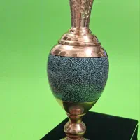 گلدان یا سنبلدان مسی سنگ فیروزه