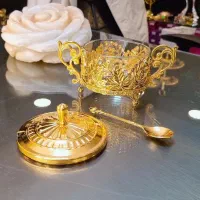 قندان قاشق دار اماراتی وارداتی گُلد دسته دار دُبی|ظروف سرو و پذیرایی|مشهد, امام رضا (ع)|دیوار