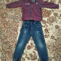 پیراهن و شلوار جین پایین کش دار پسرانه ۵ـ۶ سال