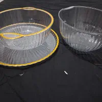 لگن و آبکش اکریلیک لبه طلایی