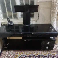 میز تلویزیون شیشه ای با کمد های ام دی اف