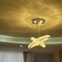 لوستر ریموت دار  سه طبقه یراق طلایی