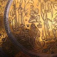 سینی مسی بزرگ قلمزنی قدیمی|کلکسیون اشیاء عتیقه|تهران, میدان ولیعصر|دیوار