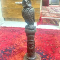 مجسمه چوبی جغد و رخ درویش