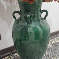 کوزه لعابی سبزرنگ وگلهای کاغذی ترک|صنایع دستی و سایر لوازم تزئینی|کرج, گوهردشت|دیوار