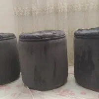 پاف با پارچه رویه مخملی طوسی با متریال درجه یک