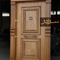 درب ضدسرقت چوب گردو،نرده شیشه ای، سکوریت کدN177