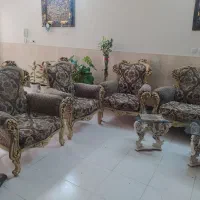 مبل استیل 7نفره چوب گردو ،مدل عربی منبت کاره دست