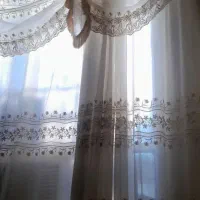 پرده حریر سفید شیری