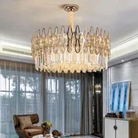 لوستر کریستالی تینا 60 سانت با بدنه فلزی