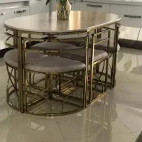 میز وصندلی غذاخوری فلزی ناهارخوری استیل ۶نفره بیضی|میز و صندلی غذاخوری|خمینی‌شهر, |دیوار