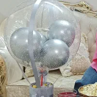 بالن بادکنکی نقره ای متالیک کاملا نو