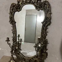 آینه کنسول و شمعدان برنز قدیمی