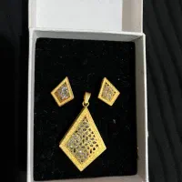 نیم ست لوزی طرح طلا روسی شیک سبک