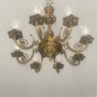 لوستر ۸ شاخه برنز|لوستر و چراغ آویز|حمیدیا, |دیوار