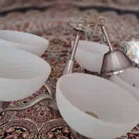 لوستر آویز سقفی چهار لامپی تمیز استیل لو ستر