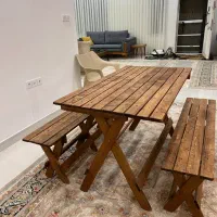 میز و صندلی ۴ نفره چوبی تاشو
