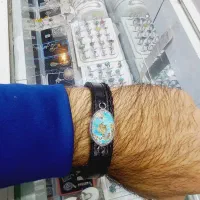 دستبند چرم فیروزه نیشابوری و نگین های معدنی|بدلیجات|نیشابور, محله میدان باغات|دیوار