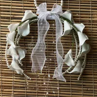 دسته گل مصنوعی عروس ، روبان اختصاصی