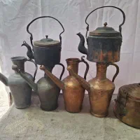 آفتابه چهارعدد مسی کتری سه عدد قدیمی عتیقه
