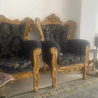 مبلمان سلطنتی ۷ نفره و تلوزیون و میزتی وی و جاکفشی|مبلمان خانگی و میز عسلی|نسیمشهر, |دیوار