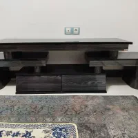 میز تلویزیون پنج تیکه صفحه شیشه ای